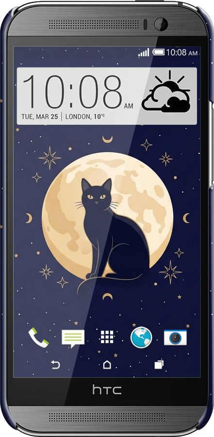 3D пластиковый глянцевый чехол Cute Cat Celestial/Witchy для HTC One M8 - 6787c-30 изображение 