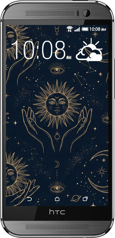 Силіконовий чехол Celestial Harmony: Sun & Moon Gold Mystic Pattern для HTC One M8 dual sim - 6778u-55 изображение 