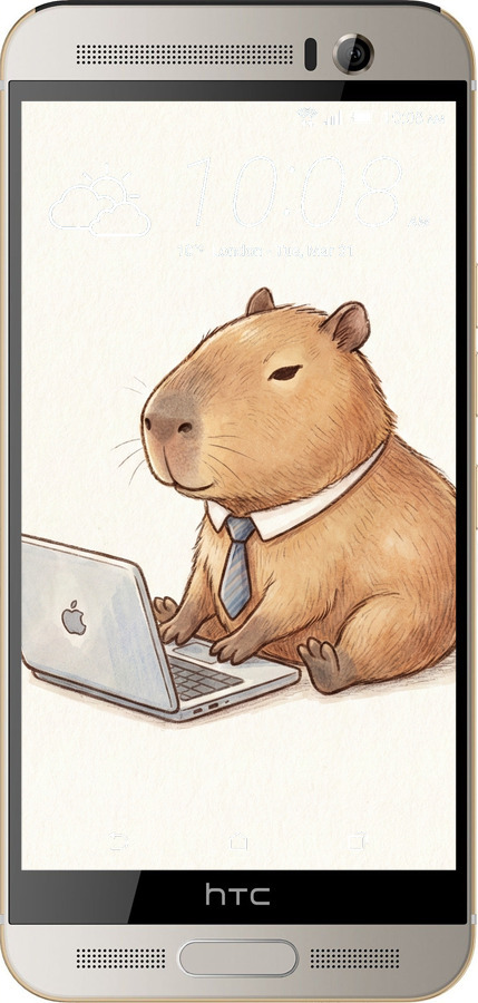 Силиконовый чехол Funny Capybara CEO Working для HTC One M9 Plus - 6777u-134 изображение 