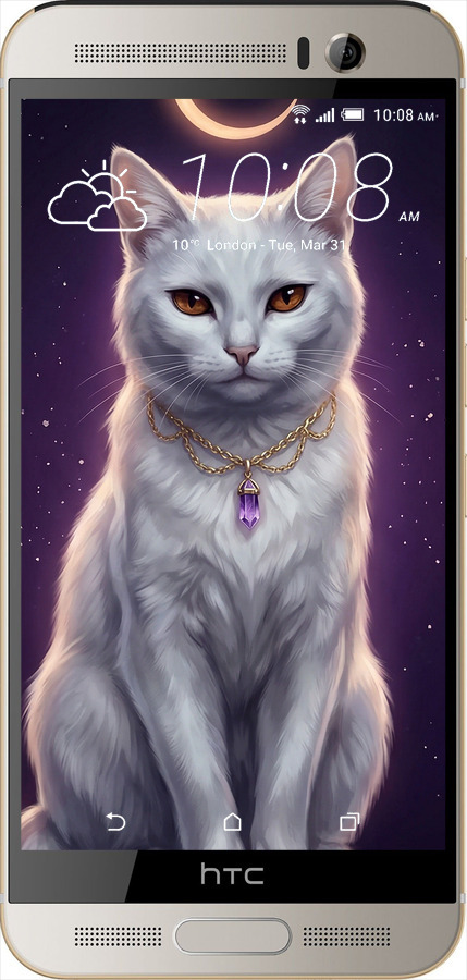 Силиконовый чехол Mystic White Cat Gothic Dark Purple Gold для HTC One M9 Plus - 6805u-134 изображение 