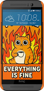 3D пластиковый глянцевый чехол Funny Cat для HTC One M9 - 6786c-129 изображение 