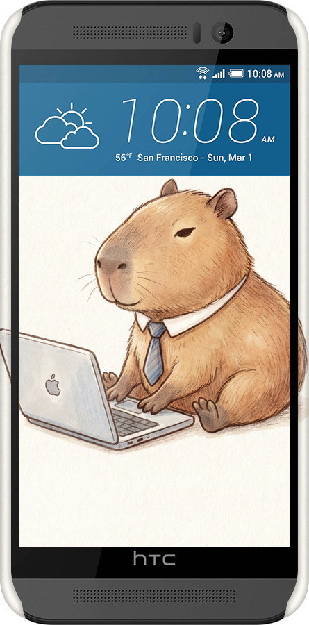 3D пластиковий глянцевий чехол Funny Capybara CEO Working для HTC One M9 - 6777c-129 изображение 