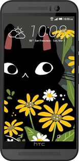 Силіконовий чехол Чорний кіт з квітами для HTC One M9 - 6448u-129 изображение 