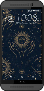 Силиконовый чехол Celestial Harmony: Sun & Moon Gold Mystic Pattern для HTC One M9 - 6778u-129 изображение 
