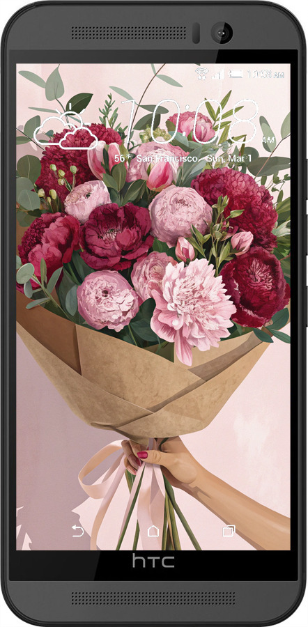 Силиконовый чехол Пионы 1 для HTC One M9 - 6705u-129 изображение 