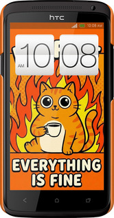 3D пластиковый глянцевый чехол Funny Cat для HTC One X+ - 6786c-69 изображение 