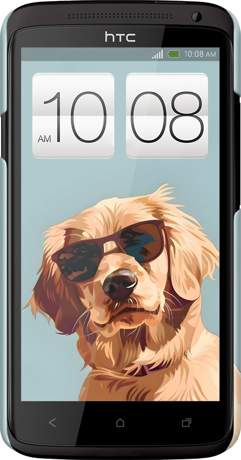 3D пластиковый глянцевый чехол Пес в очках для HTC One X+ - 6381c-69 изображение 