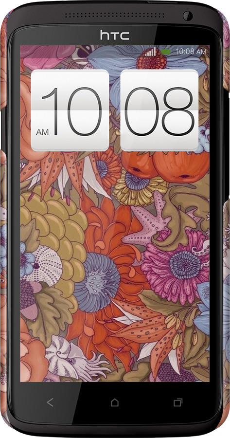 3D пластиковый глянцевый чехол Абстрактные цветы для HTC One X+ - 6526c-69 изображение 