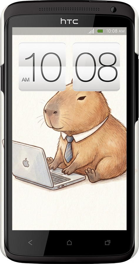 3D пластиковий глянцевий чехол Funny Capybara CEO Working для HTC One X - 6777c-42 изображение 