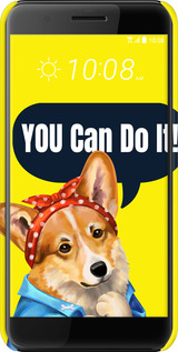 3D пластиковый матовый чехол чехол с корги You Can Do It для HTC One X10 - 6184m-995 изображение 
