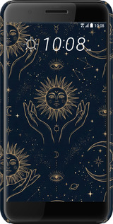 3D пластиковый матовый чехол Celestial Harmony: Sun & Moon Gold Mystic Pattern для HTC One X10 - 6778m-995 изображение 