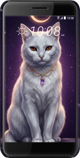 3D пластиковий матовий чехол Mystic White Cat Gothic Dark Purple Gold для HTC One X10 - 6805m-995 изображение 