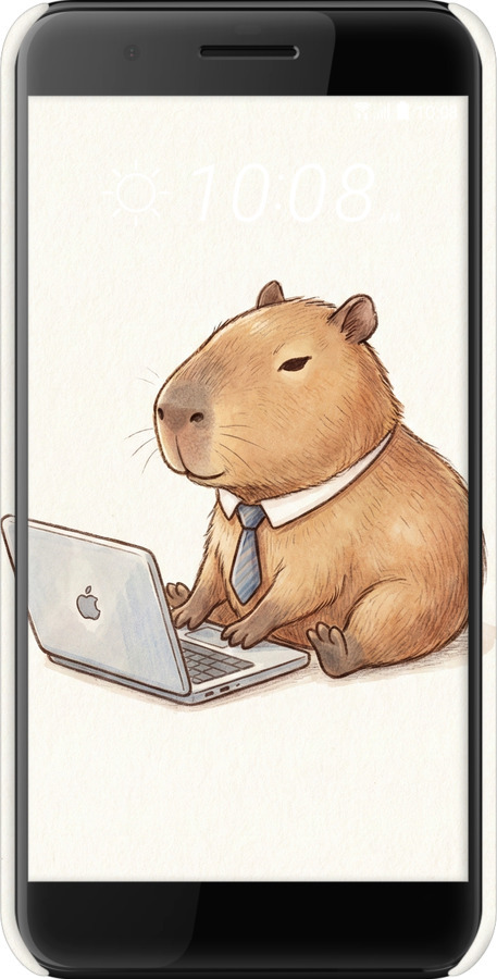 3D пластиковый матовый чехол Funny Capybara CEO Working для HTC One X10 - 6777m-995 изображение 