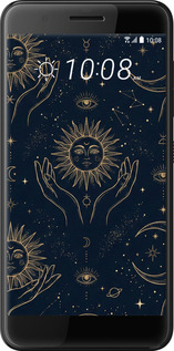 Силиконовый чехол Celestial Harmony: Sun & Moon Gold Mystic Pattern для HTC One X10 - 6778u-995 изображение 