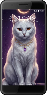 Силиконовый chehol(1620) - TRANSLATE NOT EXISTS 'Mystic White Cat Gothic Dark Purple Gold' dlya(1621) - TRANSLATE NOT EXISTS HTC One X10 - 6805u-995 изображение 1
