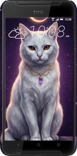 3D пластиковый матовый чехол Mystic White Cat Gothic Dark Purple Gold для HTC One X9 - 6805m-783 изображение 