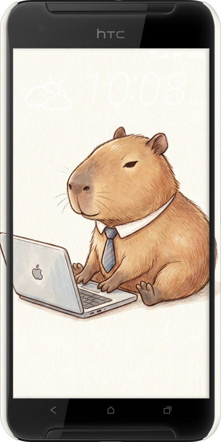 3D пластиковый матовый чехол Funny Capybara CEO Working для HTC One X9 - 6777m-783 изображение 