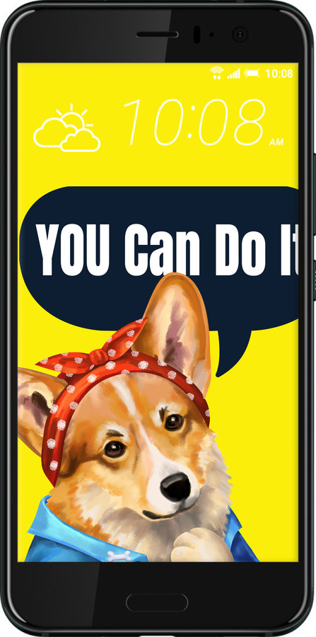 Силиконовый чехол чехол с корги You Can Do It для HTC U11 Life - 6184u-1385 изображение 