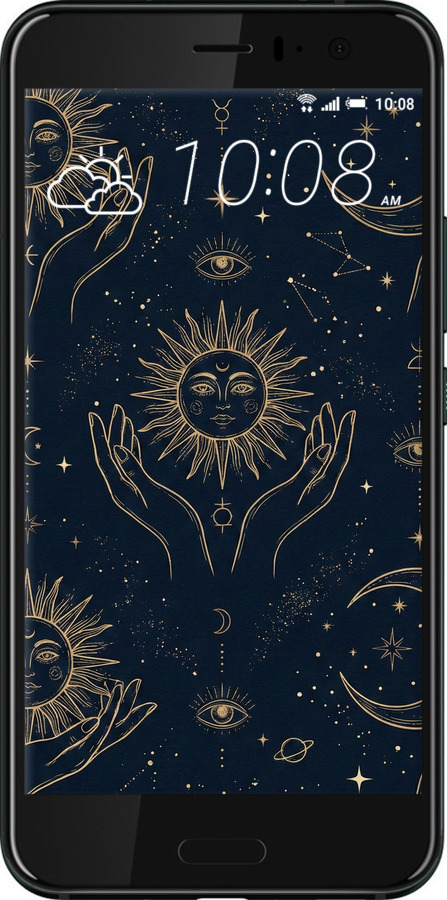 Силіконовий чехол Celestial Harmony: Sun & Moon Gold Mystic Pattern для HTC U11 Life - 6778u-1385 изображение 