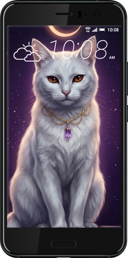 Силиконовый чехол Mystic White Cat Gothic Dark Purple Gold для HTC U11 Life - 6805u-1385 изображение 