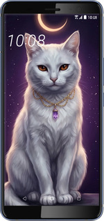 Силиконовый чехол Mystic White Cat Gothic Dark Purple Gold для HTC U11 Plus - 6805u-1363 изображение 