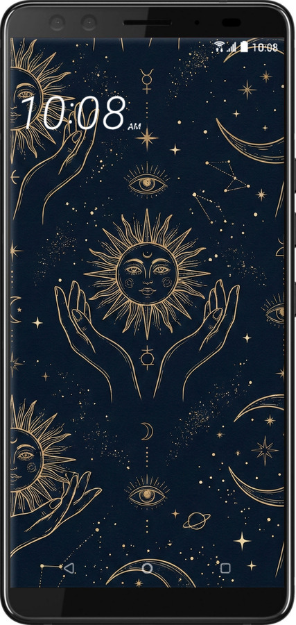 Силіконовий чехол Celestial Harmony: Sun & Moon Gold Mystic Pattern для HTC U12 Plus - 6778u-1712 изображение 