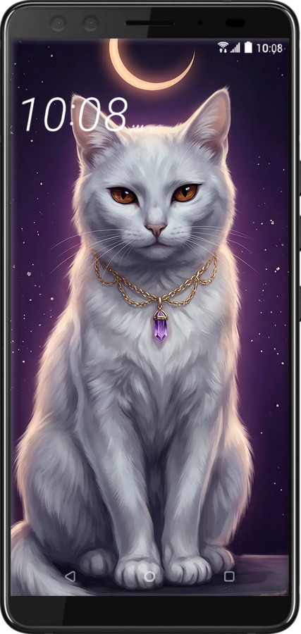 Силіконовий чехол Mystic White Cat Gothic Dark Purple Gold для HTC U12 Plus - 6805u-1712 изображение 