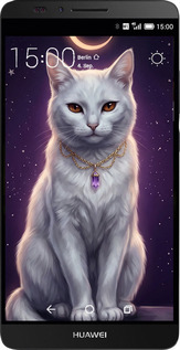 Силиконовый чехол Mystic White Cat Gothic Dark Purple Gold для Huawei Ascend Mate 7 - 6805u-140 изображение 