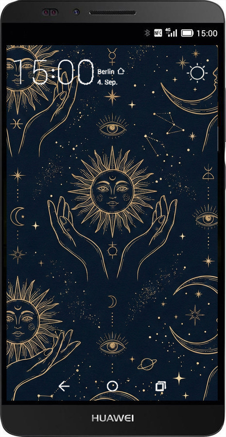 Силіконовий чехол Celestial Harmony: Sun & Moon Gold Mystic Pattern для Huawei Ascend Mate 7 - 6778u-140 изображение 