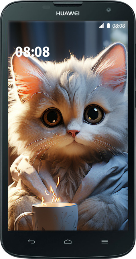 Силіконовий чехол Білий кіт для Huawei G730 - 5646u-369 изображение 