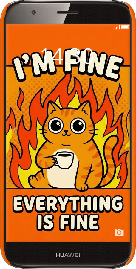 3D пластиковый матовый чехол Funny Cat для Huawei G7 Plus - 6786m-952 изображение 