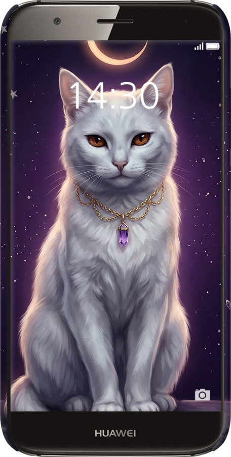 3D пластиковий матовий чехол Mystic White Cat Gothic Dark Purple Gold для Huawei G7 Plus - 6805m-952 изображение 