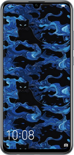 TPU чехол Візерунок чорних котів на блакитному фоні для Huawei Honor 10 Lite - 6525b-1618 изображение 