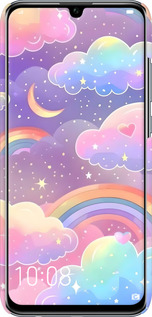 3D пластиковый матовый чехол Облака и радуга для Huawei Honor 10 Lite - 6312m-1618 изображение 