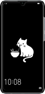 3D пластиковый матовый чехол С милым котом на черном фоне для Huawei Honor 10 Lite - 6528m-1618 изображение 