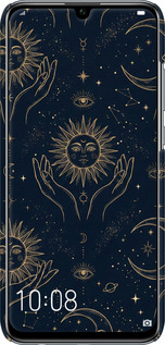 3D пластиковый матовый чехол Celestial Harmony: Sun & Moon Gold Mystic Pattern для Huawei Honor 10 Lite - 6778m-1618 изображение 