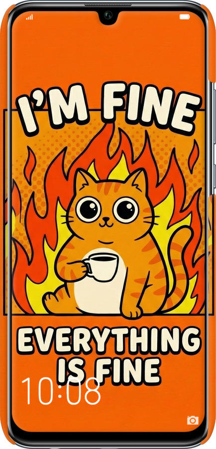 3D пластиковый матовый чехол Funny Cat для Huawei Honor 10 Lite - 6786m-1618 изображение 