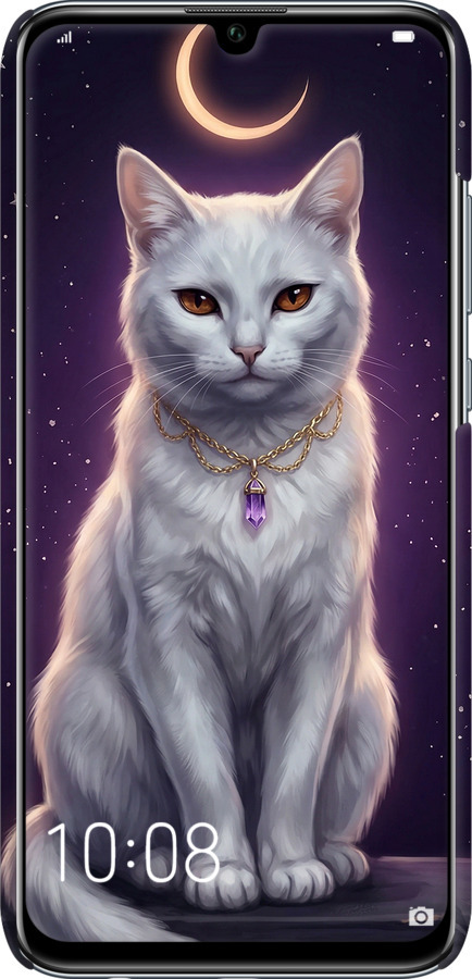 3D пластиковий матовий чехол Mystic White Cat Gothic Dark Purple Gold для Huawei Honor 10 Lite - 6805m-1618 изображение 
