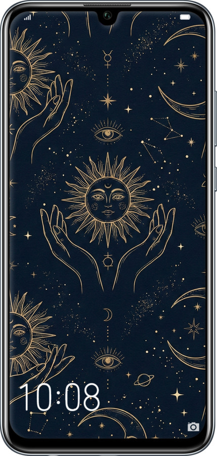 2D пластиковый чехол Celestial Harmony: Sun & Moon Gold Mystic Pattern для Huawei Honor 10 Lite - 6778t-1618 изображение 