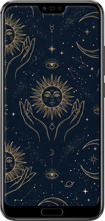 Силиконовый чехол Celestial Harmony: Sun & Moon Gold Mystic Pattern для Huawei Honor 10 - 6778u-1496 изображение 