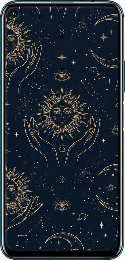 TPU чехол Celestial Harmony: Sun & Moon Gold Mystic Pattern для Huawei Honor 20 Pro - 6778b-1702 изображение 