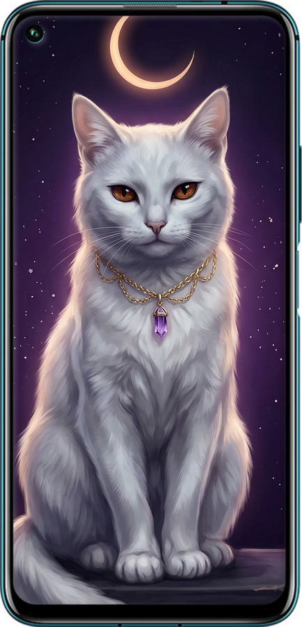 2D пластиковый чехол Mystic White Cat Gothic Dark Purple Gold для Huawei Honor 20 Pro - 6805t-1702 изображение 