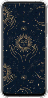 Силикон с усиленными углами чехол Celestial Harmony: Sun & Moon Gold Mystic Pattern для Huawei Nova 5T - 6778sp-1833 изображение 