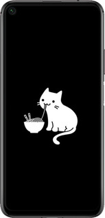 2D пластиковий чехол Милий кіт на чорному фоні для Huawei Nova 5T - 6528t-1833 изображение 