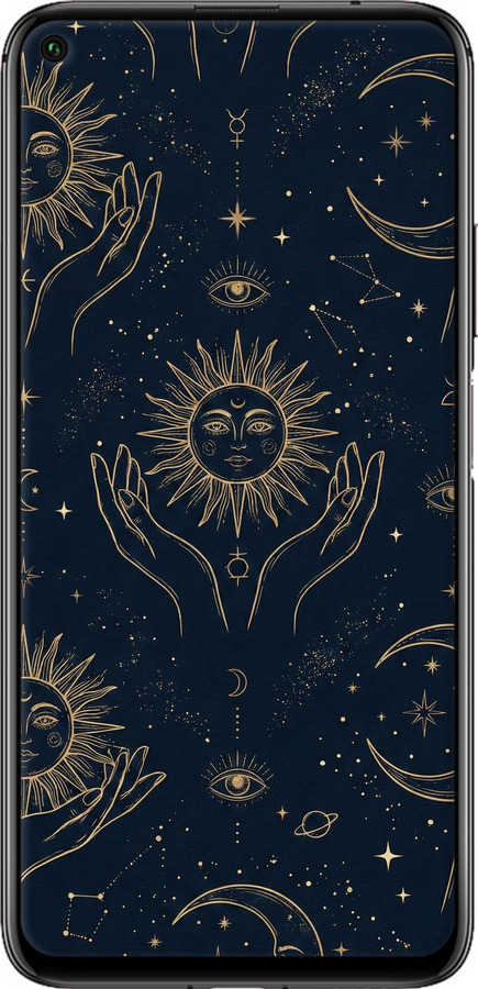 Силіконовий чехол Celestial Harmony: Sun & Moon Gold Mystic Pattern для Huawei Honor 20 - 6778u-1697 изображение 