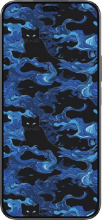 TPU чехол Абстрактный узор черных котов на синем фоне для Huawei Honor 200 Lite - 6525b-3728 изображение 