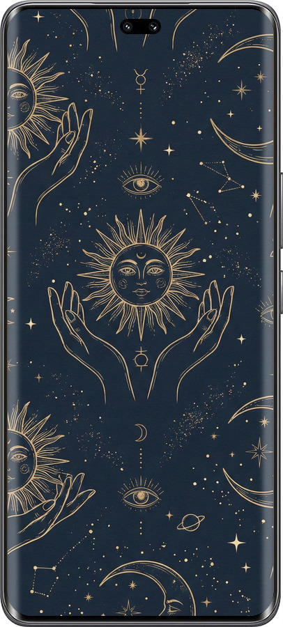 Силиконовый чехол Celestial Harmony: Sun & Moon Gold Mystic Pattern для Huawei Honor 200 Pro - 6778u-3729 изображение 