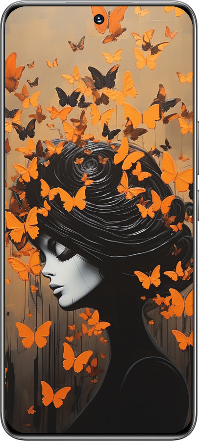 TPU чехол Чохол для телефону Дівчина з помаранчевими метеликами для Huawei Honor 200 - 5940b-3731 изображение 