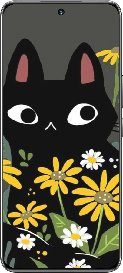TPU чехол Черный кот с цветами для Huawei Honor 200 - 6448b-3731 изображение 