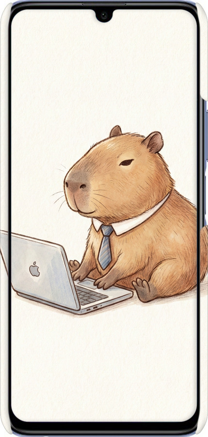 3D пластиковый матовый чехол Funny Capybara CEO Working для Huawei Honor 30 Lite - 6777m-2074 изображение 